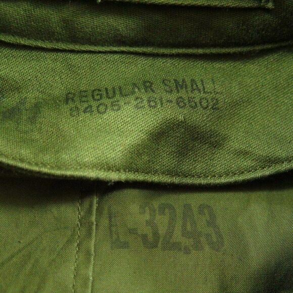 Vintage 50s US Army Sateen Overcoat S Green Military Chevron 1st Corp Patches - Picture 8 of 8